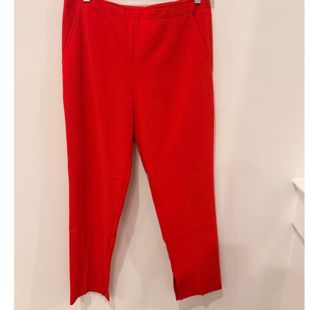 Trina Turk Red Ankle Pants Side Zip Trousers Size 6 2110507LD1y